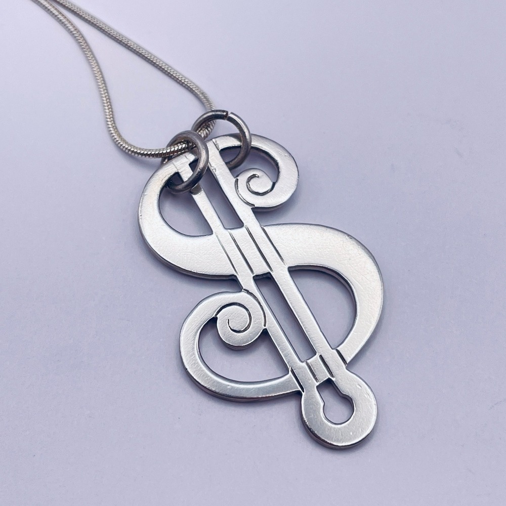 Vintage Sterling Silver Dollar Sign Pendant‎ Necklace R. Blackinton & Co.